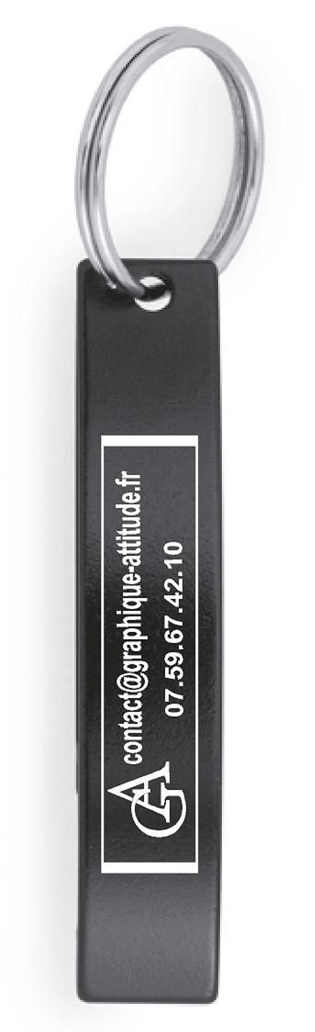 Porte-clés ouvre-bouteille en aluminium.(gravure comprise)